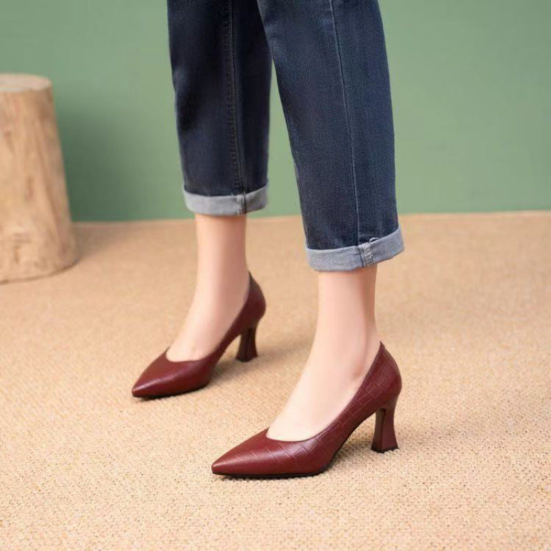 Damen Pumps Elegante Stilettos mit V-Ausschnitt Höher Absatz
