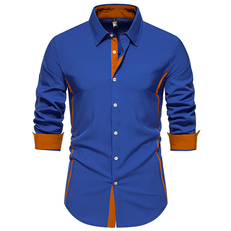 Herren Langarmhemd Elegantes Business Hemd Mit Kontrast