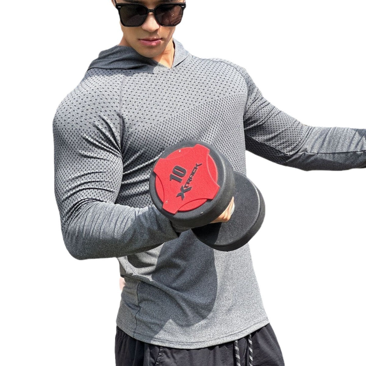 Herren Langarmshirt Sportlich Atmungsaktiv Mesh