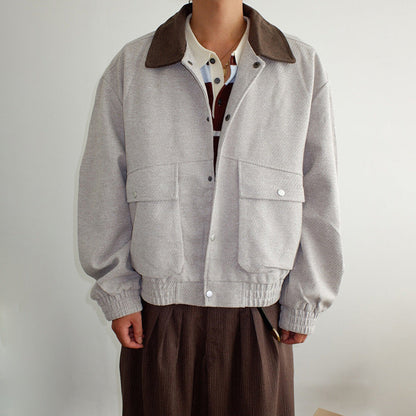 Herren Übergangsjacke Lässig mit Weichem Kragen und Taschen