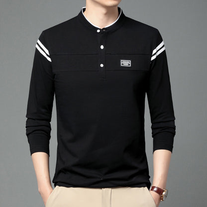 Elegantes Herren Polohemd Langarm Moderner Kragen Slimfit