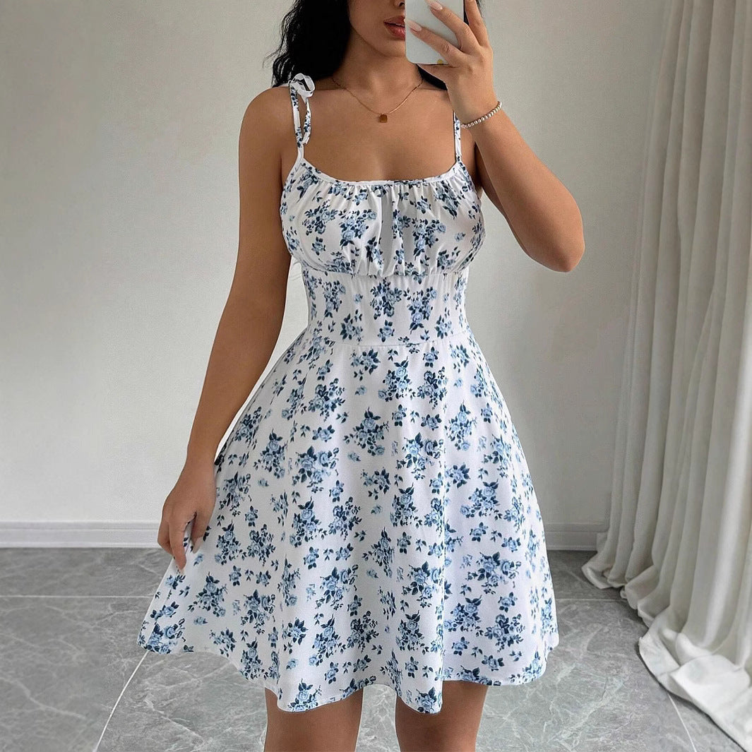 Sommerkleid Damen Leicht Verstellbare Träger Floral Modern
