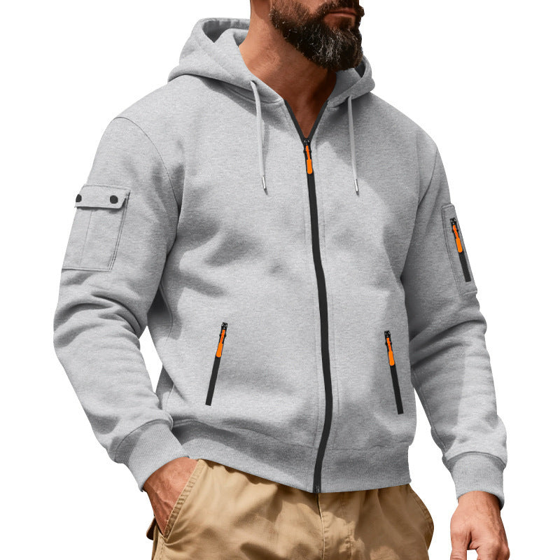 Herren Hoodie Sportlich mit Reißverschlusstaschen Modern