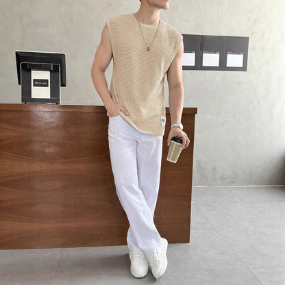 Herren T-Shirt Ärmellos Struktur Optik Modern