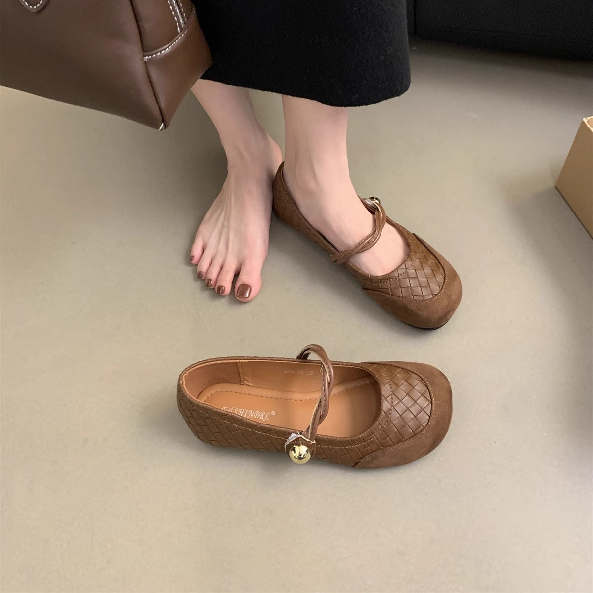 Damen Ballerinas Geflochtene Schuhe mit Schleife Elegante Mode