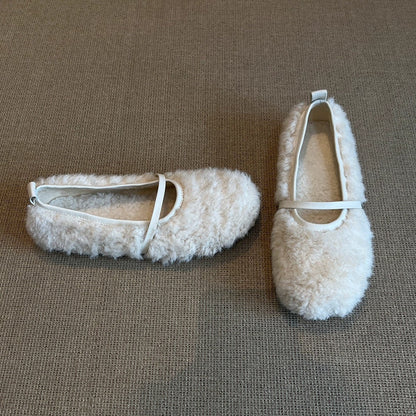 Damen Fleece Ballerinas Warm Bequem