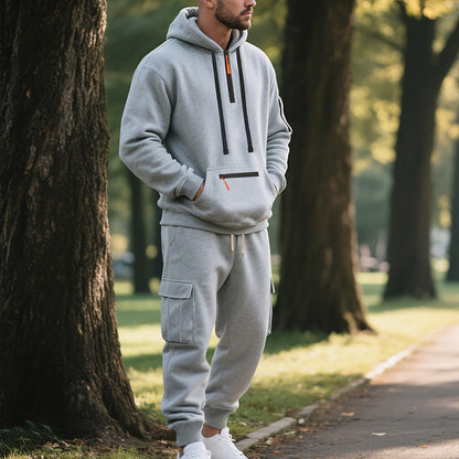 Herren Sport Set Kapuzenpullover Jogginghose Grau Komfort