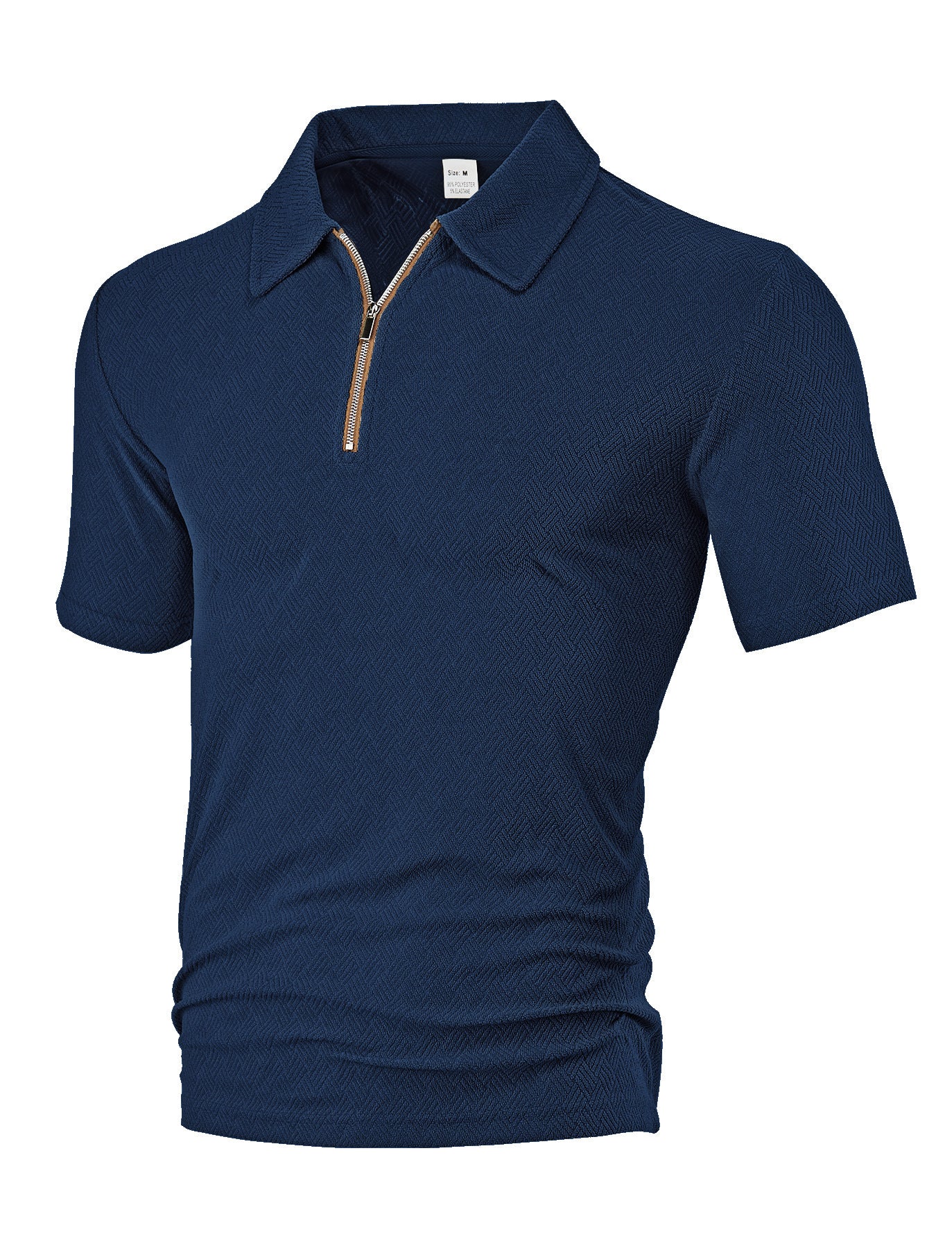 Herren Poloshirt Strukturiert Modern Reißverschluss
