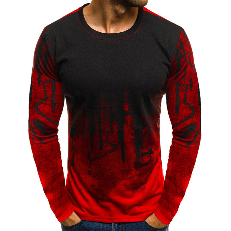Herren Langarmshirt Modern Grafik Sportlich Slimfit