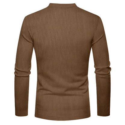 Herren Langarmshirt Bequem Rippstruktur Stehkragen Modern