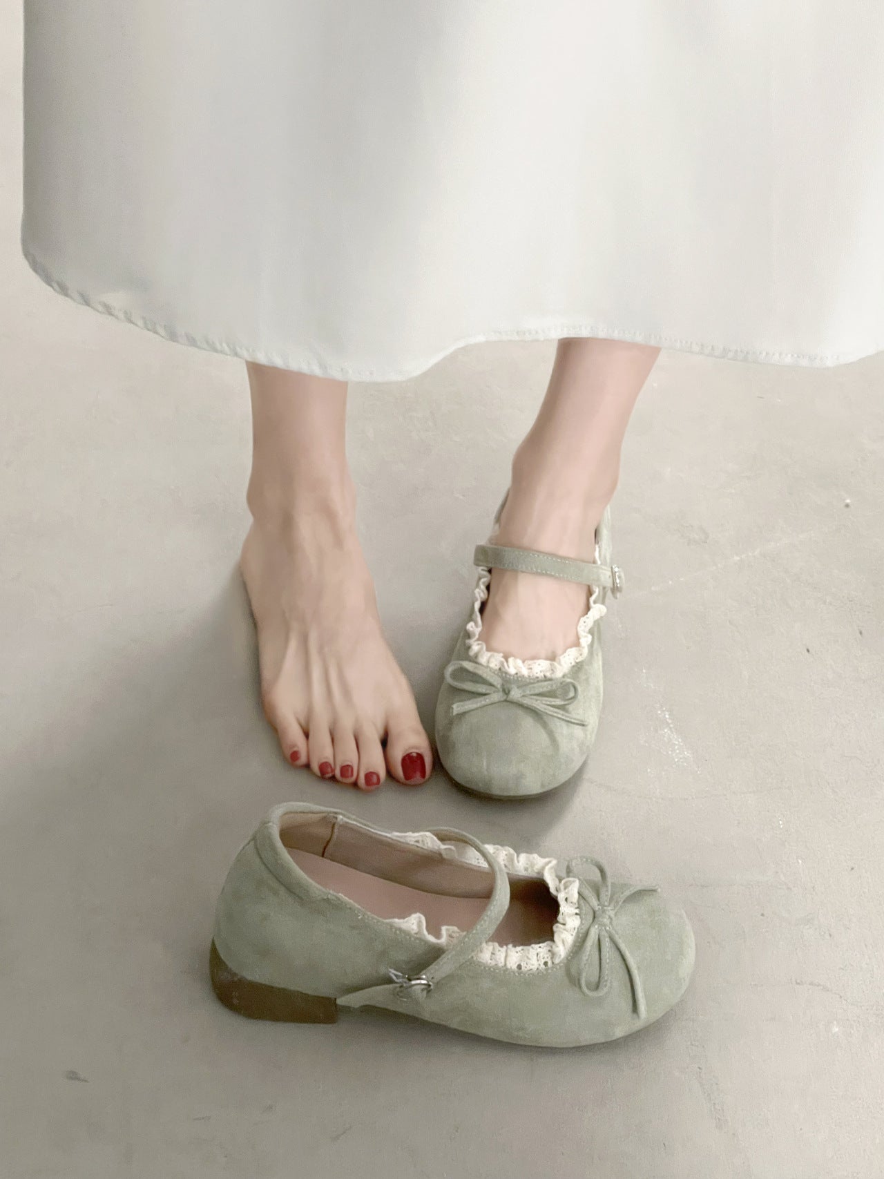 Damen Ballerinas Elegante Rüschen Sneaker Schuhe Bequem