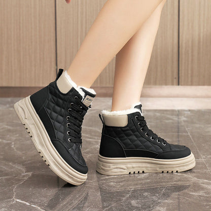 Damen Sneaker Warm Gefüttert High-Top Winterstiefel