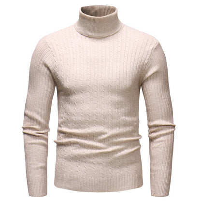 Herren Rollkragenpullover Strick Zopfmuster Eleganz