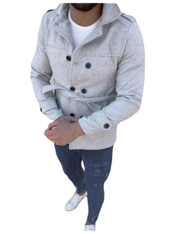 Herren Wintermantel Doppelreihig Modern Schwarz