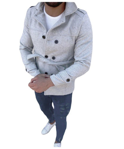 Herren Wintermantel Doppelreihig Modern Schwarz