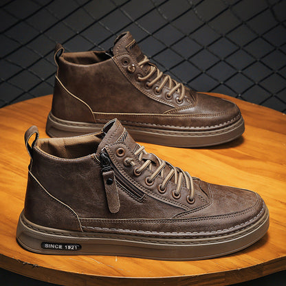 Damen Leder SneakerSchuhe Mit Reißverschluss Bequem