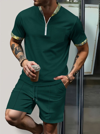 Herren Sport-Set Kurz Reißverschluss Schnürung Modern