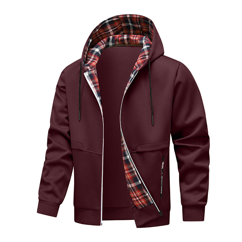 Herren Hybridjacke Sportlich Karomuster Wasserabweisend