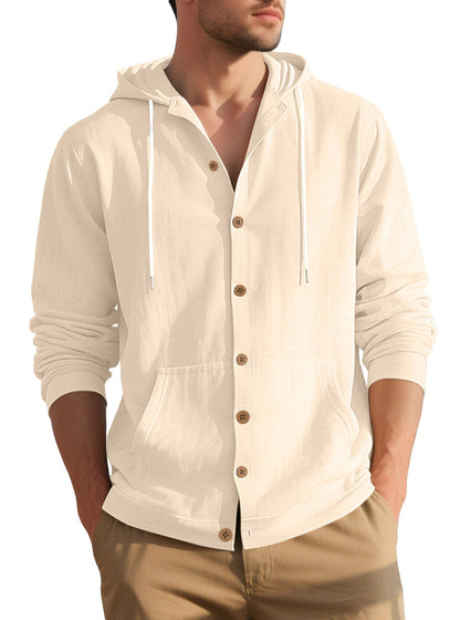 Herren Freizeitjacke Modern Kapuze Taschen Schwarz