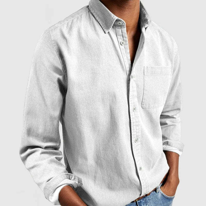 Herren Leichtes Freizeithemd Baumwolle Relaxed Fit
