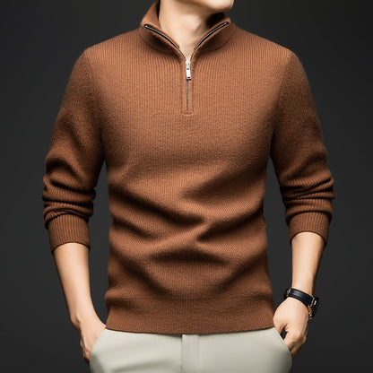 Herren Pullover Weich Wolle Eleganter Zip