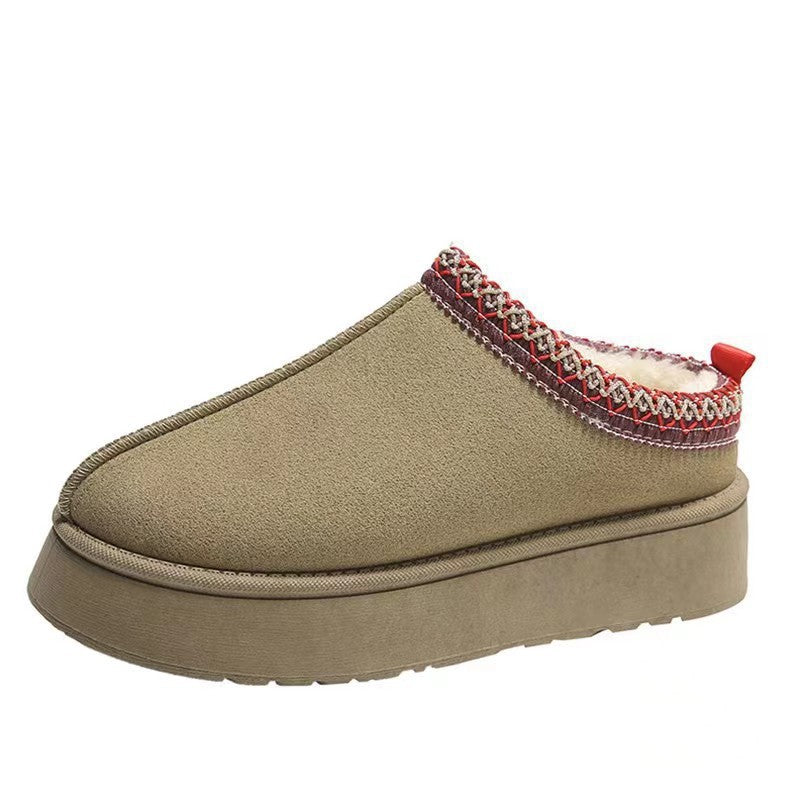Damen Hausschuhe Warm mit Strickrand und weicher Sohle