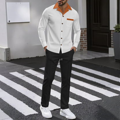 Herren Hemd Modern mit Kontrastkragen und Brusttasche Luxus Qualität - BerlinGlamour