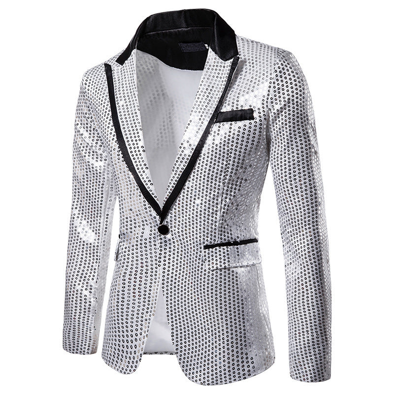 Glänzendes Pailletten Sakko Herren Abendjacke Elegant