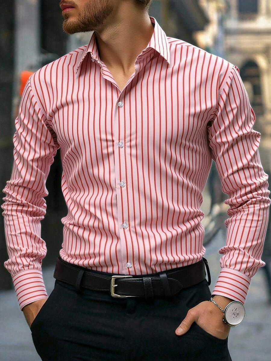 Herren Hemd Modern Streifen Slim Fit