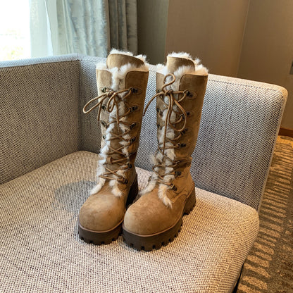 Damen Winterstiefel Warm Fellkragen Rutschfest Schnee
