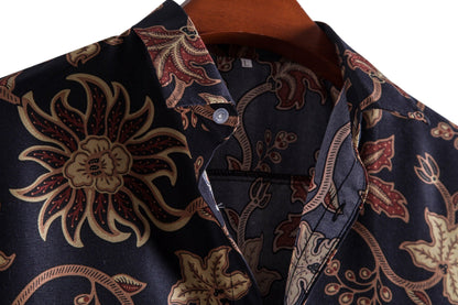 Herren Kurzarmhemd Blumenmuster Bequem Modern