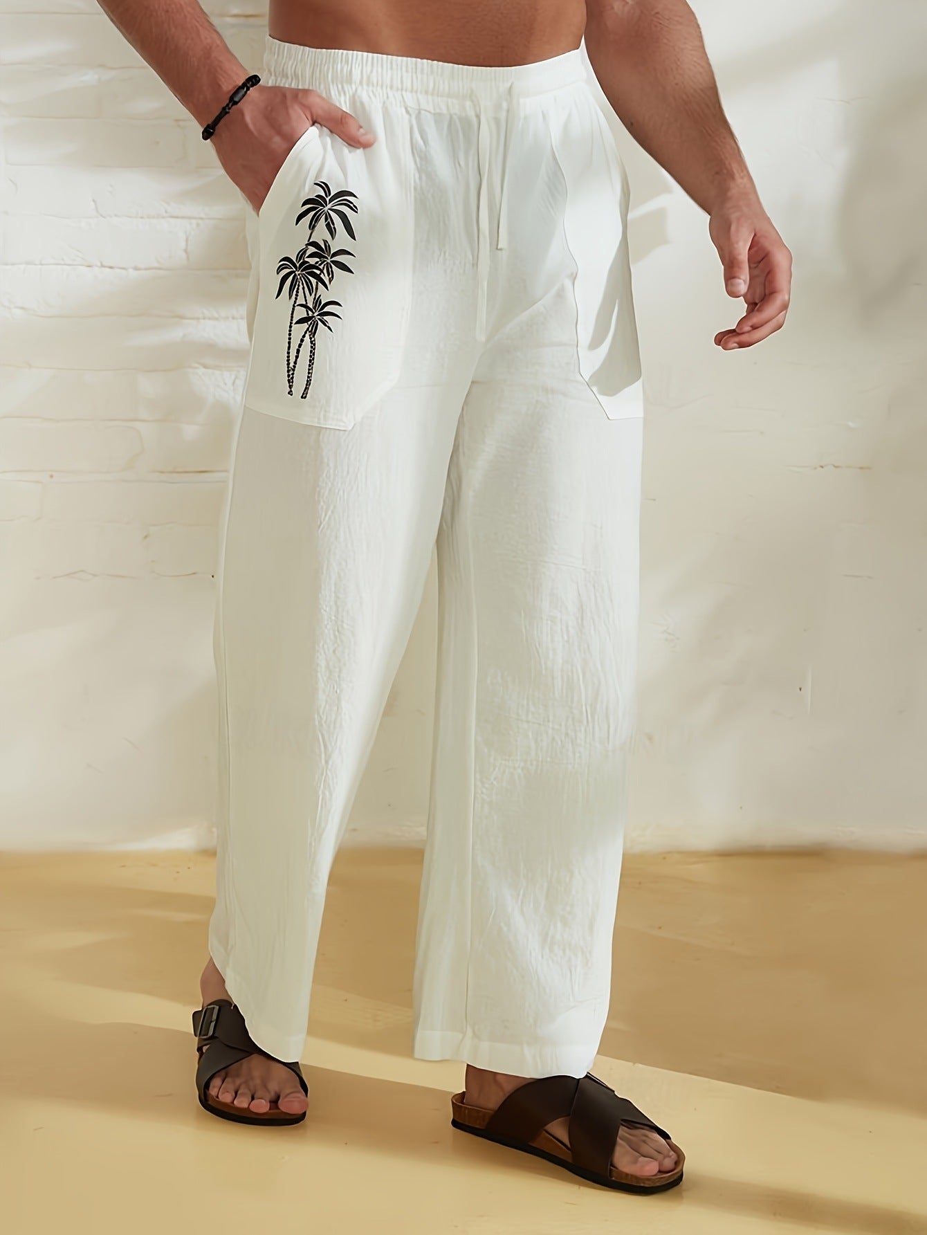Herren Strandhose mit Palmendruck Sommerhose Relaxed - BerlinGlamour