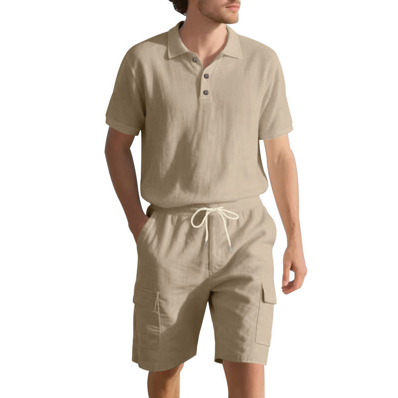 Herren Polohemd und Cargo Shorts Set Sportlich Sommerlich