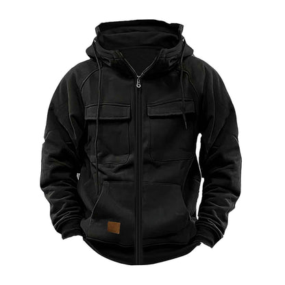 Herren Kapuzenjacke Multifunktional Reißverschluss Taschen