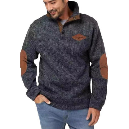 Herren Pullover Baumwolle Strukturiert Kragen Modern