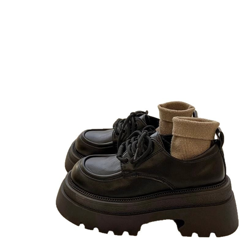 Damen Plateau Schuhe Schnürstiefel Glänzend Elegante Mode