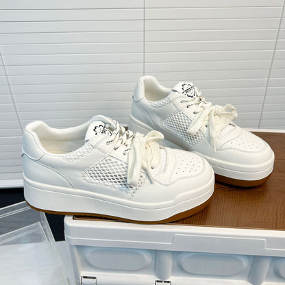 Damen Sneaker Sportlich Luftig Netz Leder