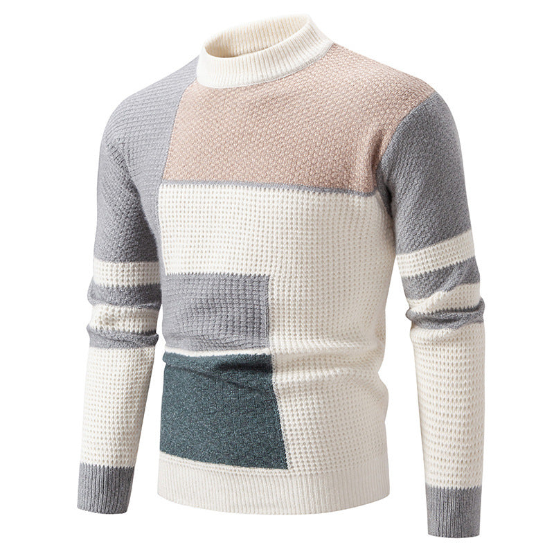 Herren Pullover Strukturiertes Farbblockdesign Modern