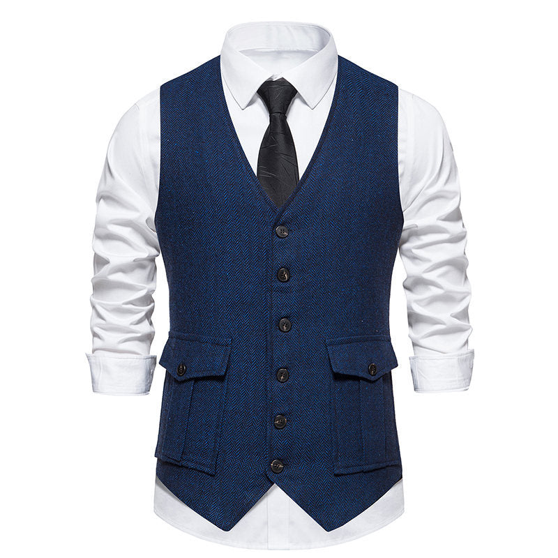 Herren Weste Fischgratmuster Elegante Schlicht