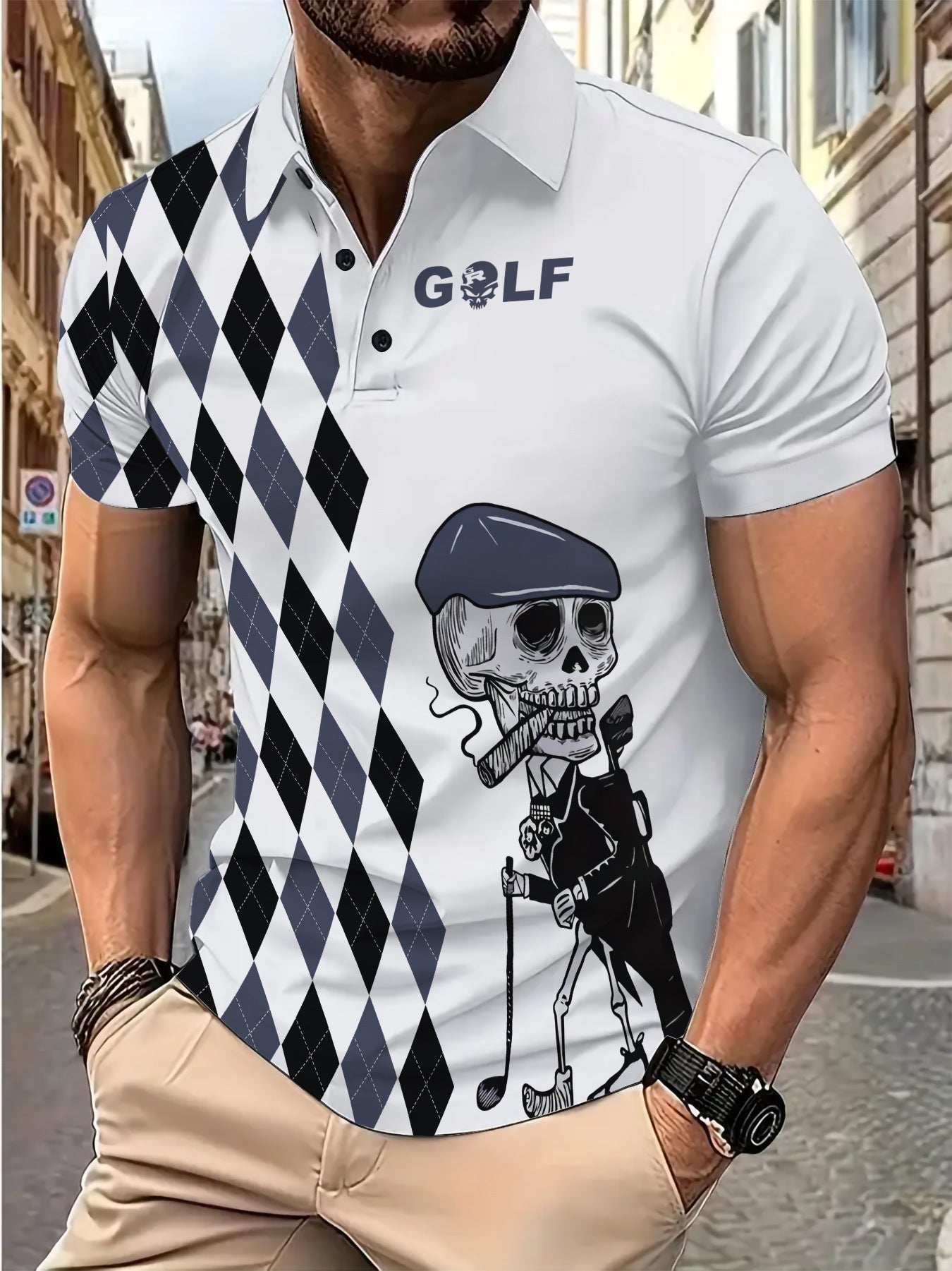 Herren Poloshirt Modern mit Grafik Design Berlin Style