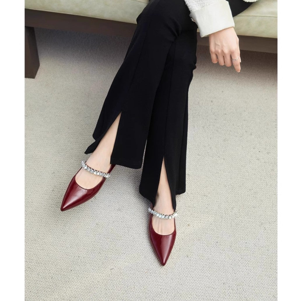Damen Pumps Slingback mit Kristallriemen Elegant Schuhe