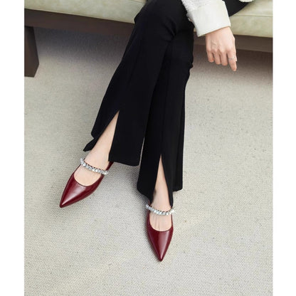 Damen Pumps Slingback mit Kristallriemen Elegant Schuhe