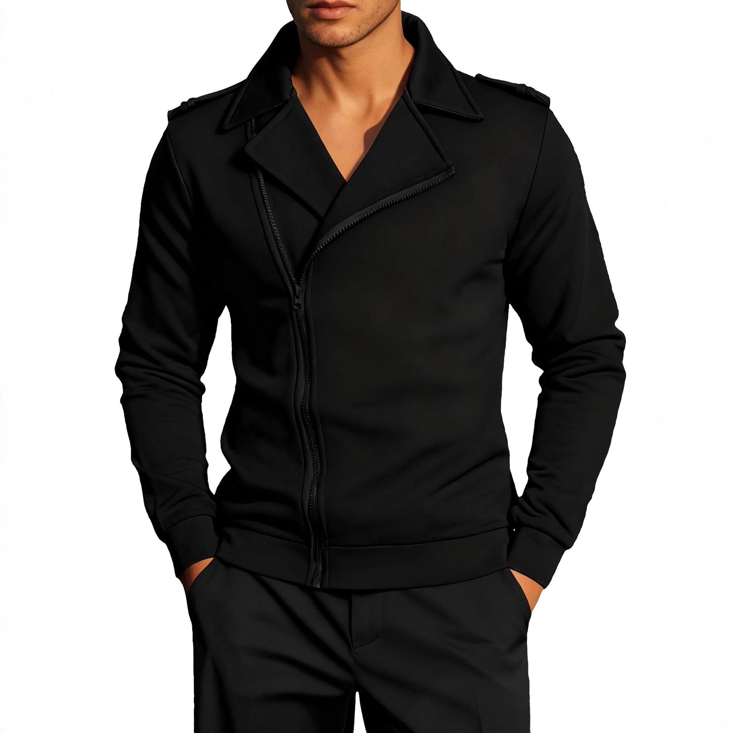 Lässige Herren Zipjacke Mit Kragen Modern