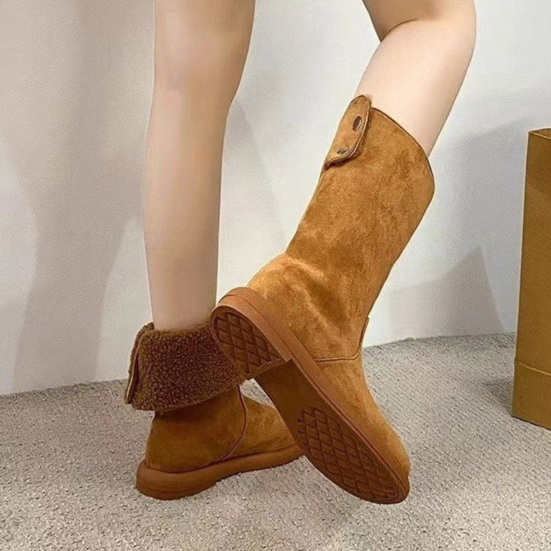 Damen Winterstiefel Warm Gefüttert Umschlagbarer Schaft
