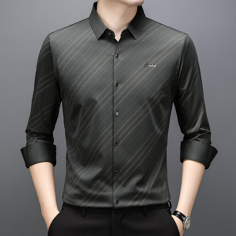 Herren Langarmhemd Modernes Streifenmuster Elegantes Design
