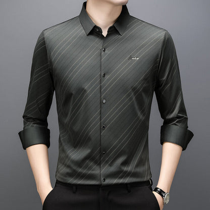 Herren Langarmhemd Modernes Streifenmuster Elegantes Design
