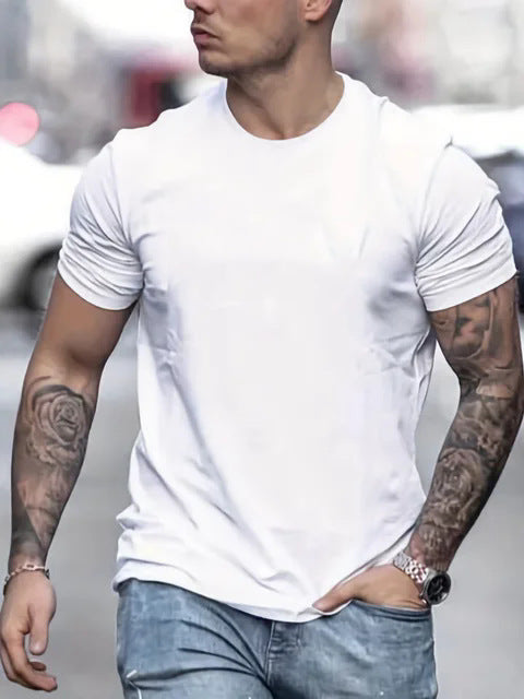 Herren T-Shirt Atmungsaktiv Rundhals Basic Sport