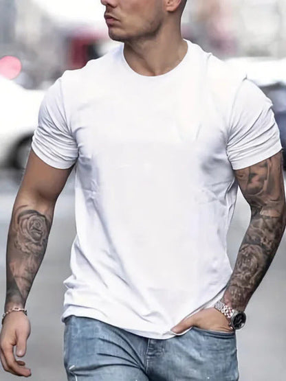 Herren T-Shirt Atmungsaktiv Rundhals Basic Sport