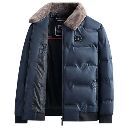 Herren Winterjacke Elegante Wattierte Daunenjacke Mit Pelz Kragen