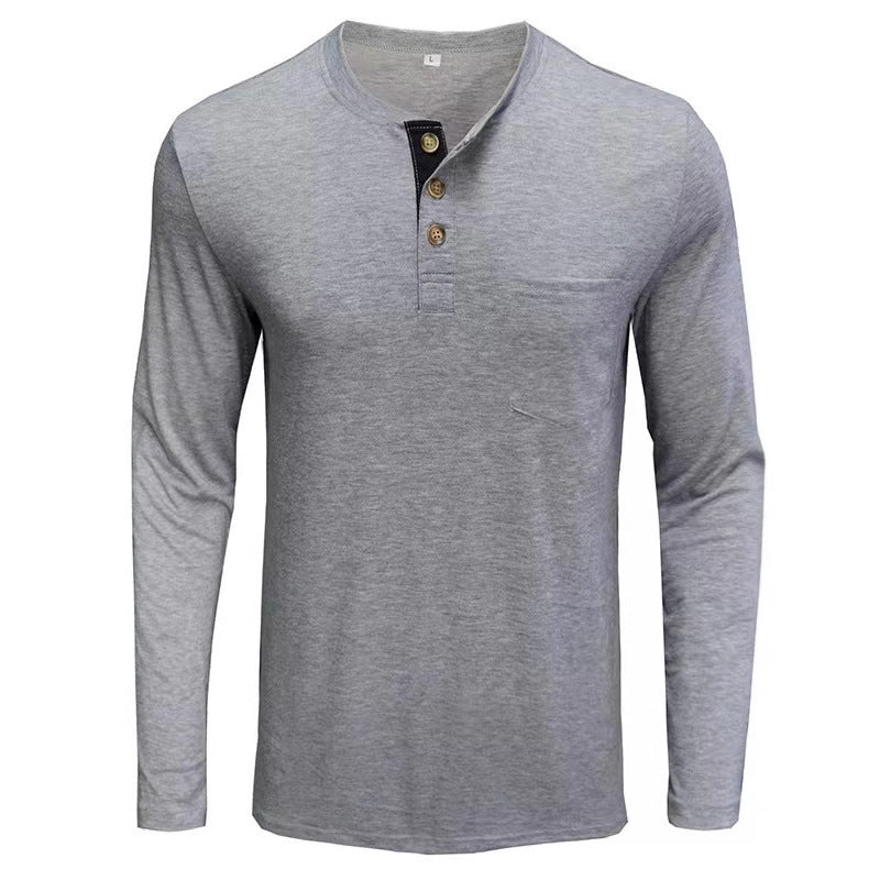 Herren Langarmshirt Knopfleiste Modern Elegant